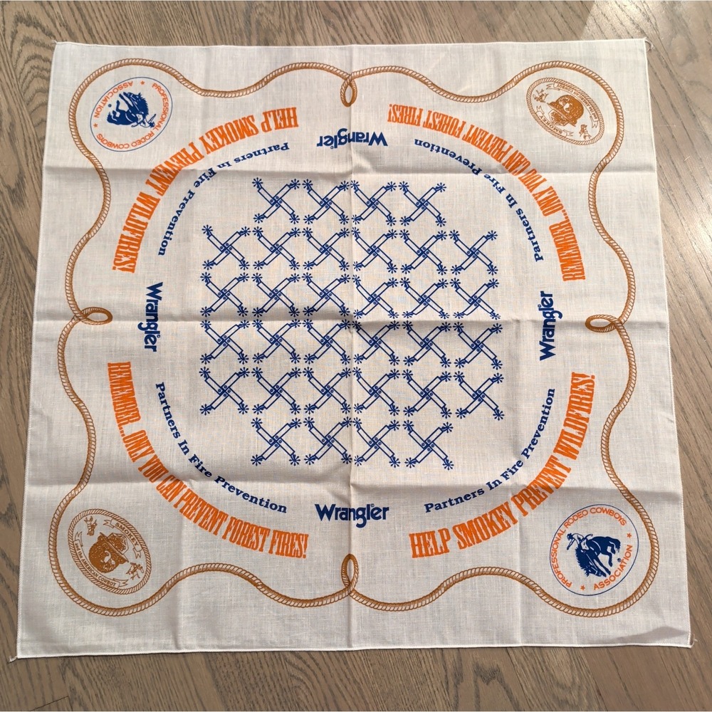 Wrangler Smokey Bear Wildfire Prevention Western Bandana Handkerchief PRCA Rare